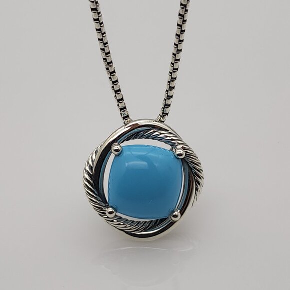 David Yurman Infinity 14mm Turquoise Pendant Necklace